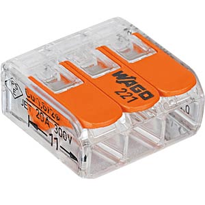 Wago-Verbindungsklemme 3 x 0,2-4 mm² Serie 221 100Stk