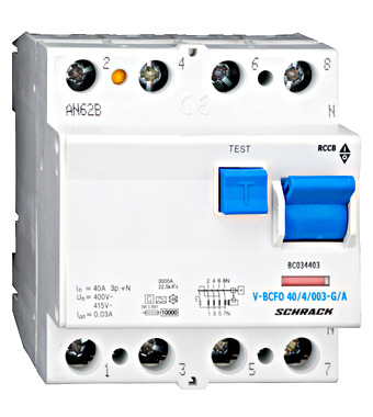 FI-Schalter, 40A, 4-polig, 30mA, vsf., Bauart G, Typ A